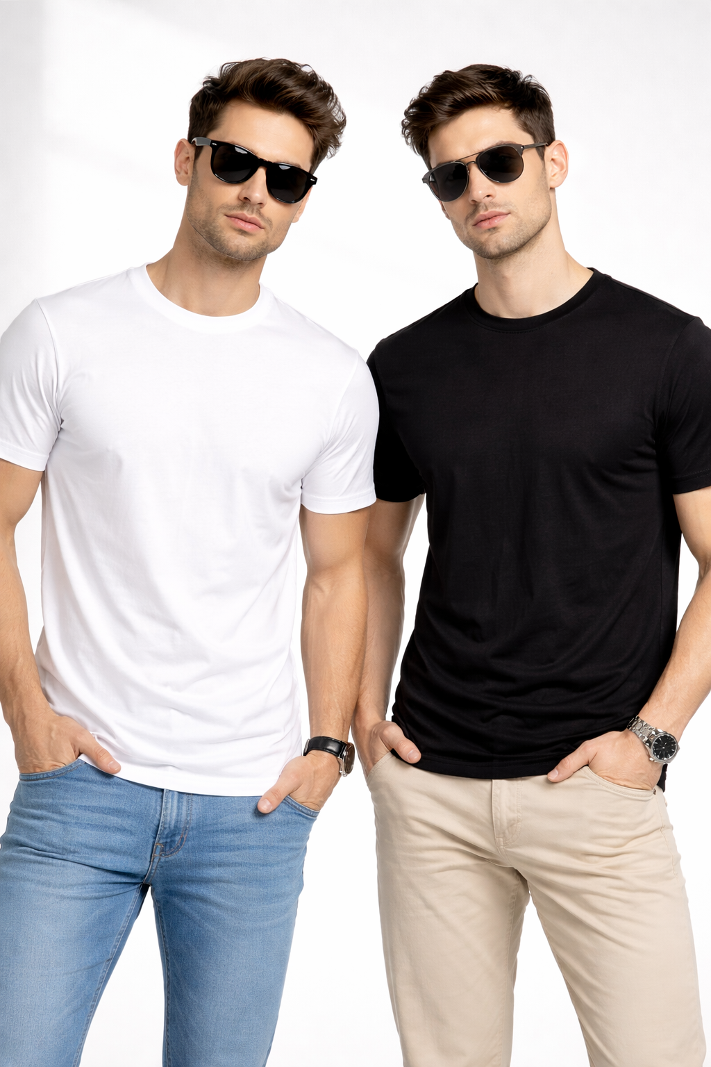 Men’s Regular Fit Polycotton Crew Neck T-Shirt | Pack of 2 | Soft Breathable Fabric | Everyday Casual Wear