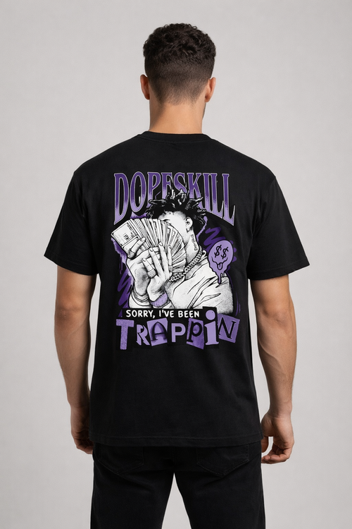 Black Regular Fit Printed T-Shirt for Men – Trendy Street Style Casual Wear